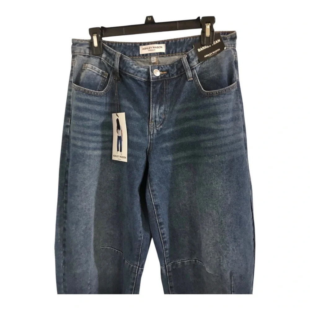 Ashley Mason loose fit cut off raw hem barrel jeans size 9/29 new - Picture 16 of 16